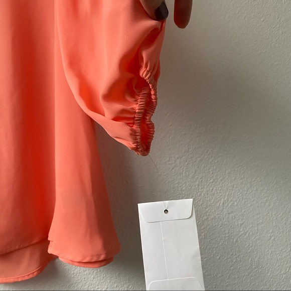 NWT Coral Orange Spanish Gardens Sheer Button Blouse Top - Picture 2 of 9